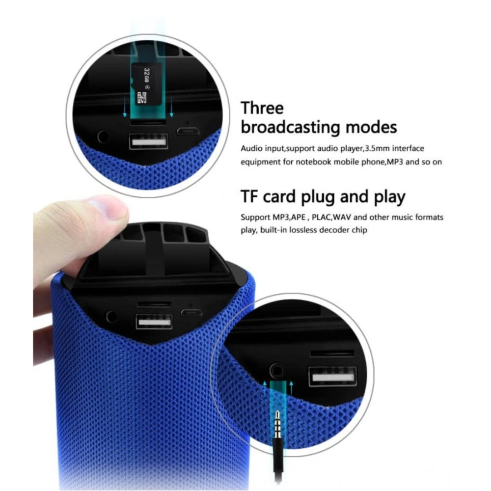 Generic Plastic Rubber Wireless TG113 Bluetooth Speaker (Blue)