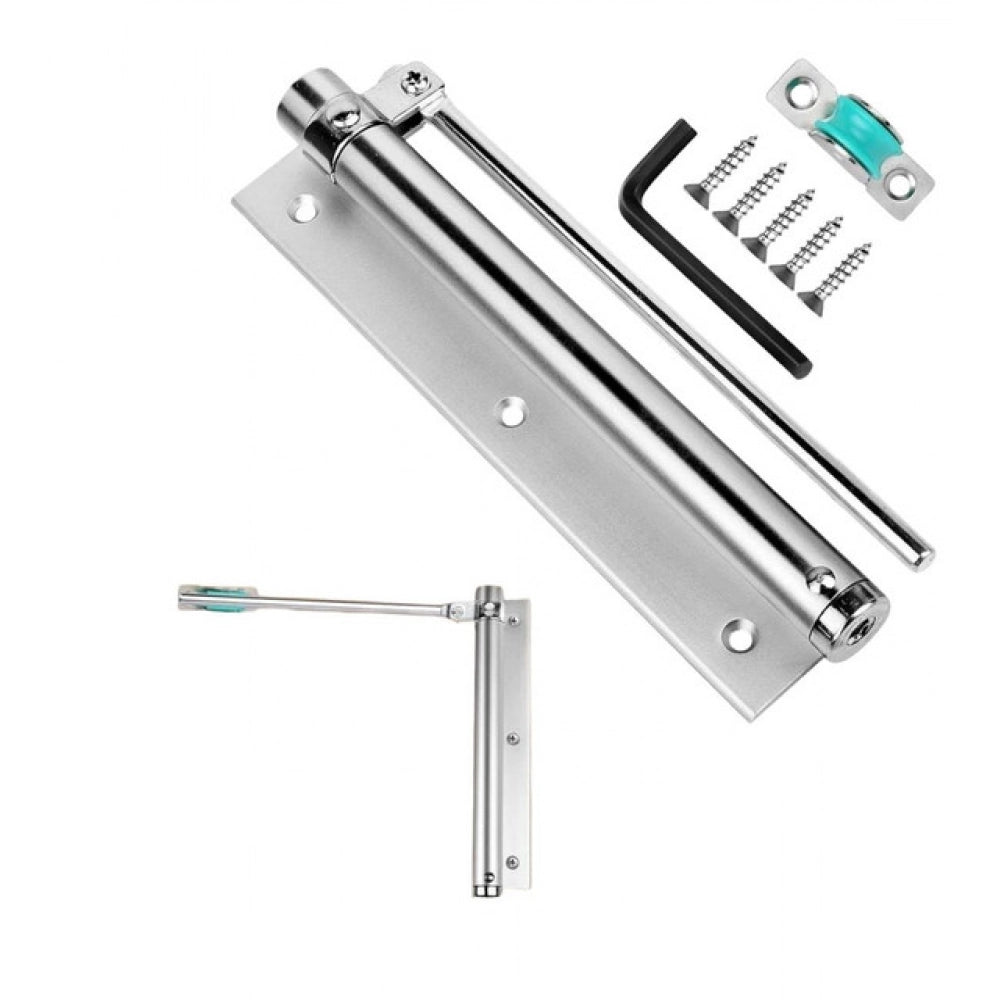 Pack of 2 Automatic Door Closer Hinge Lock (Silver)