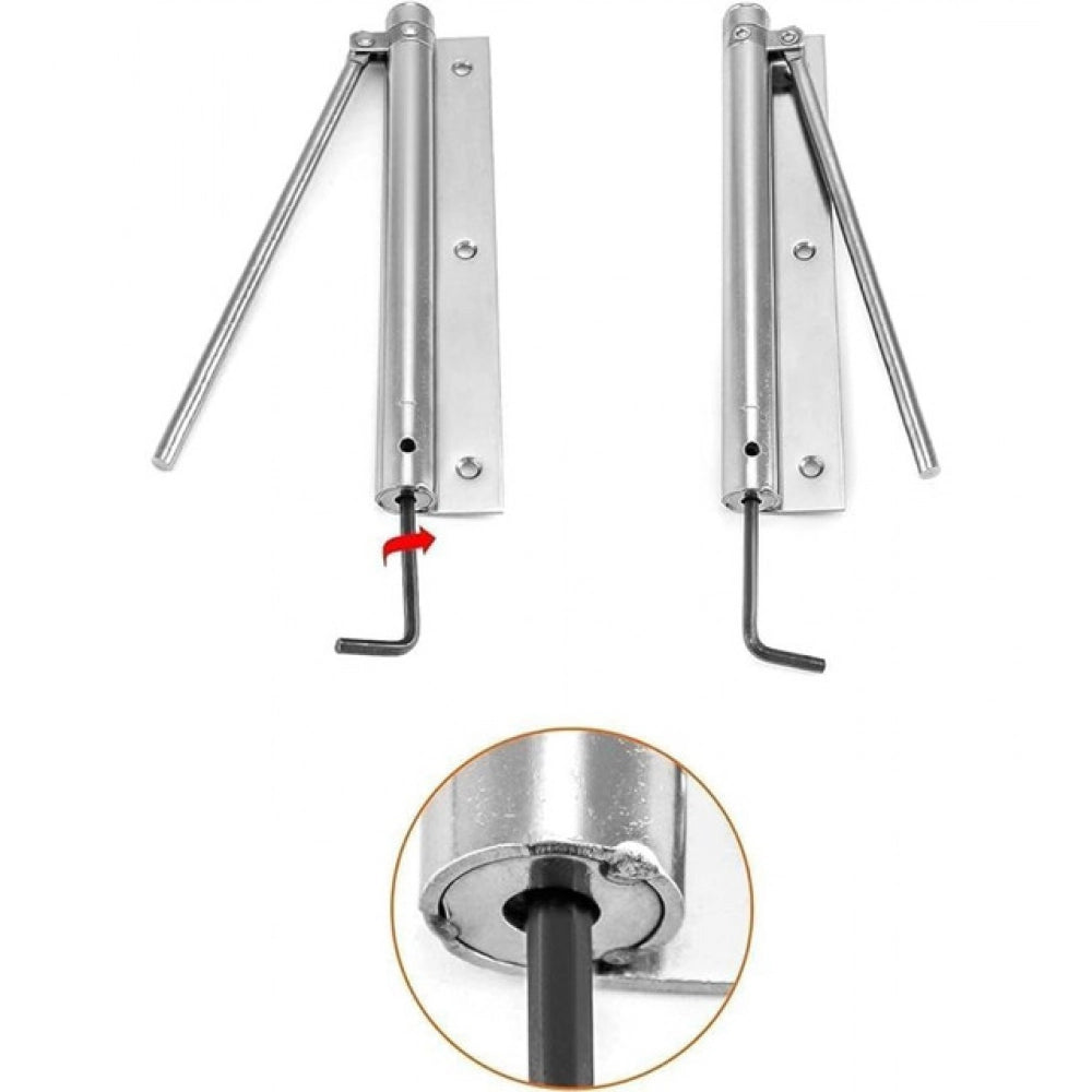 Pack of 2 Automatic Door Closer Hinge Lock (Silver)