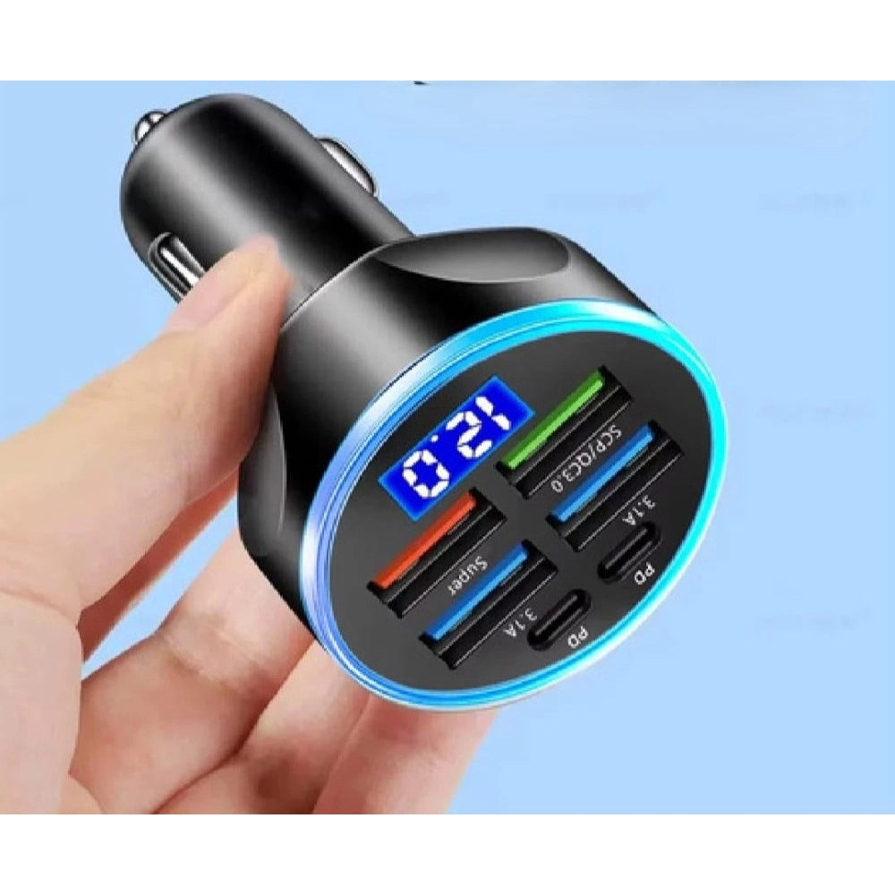 Pack of 2 6 In 1 Car Charger (Black)