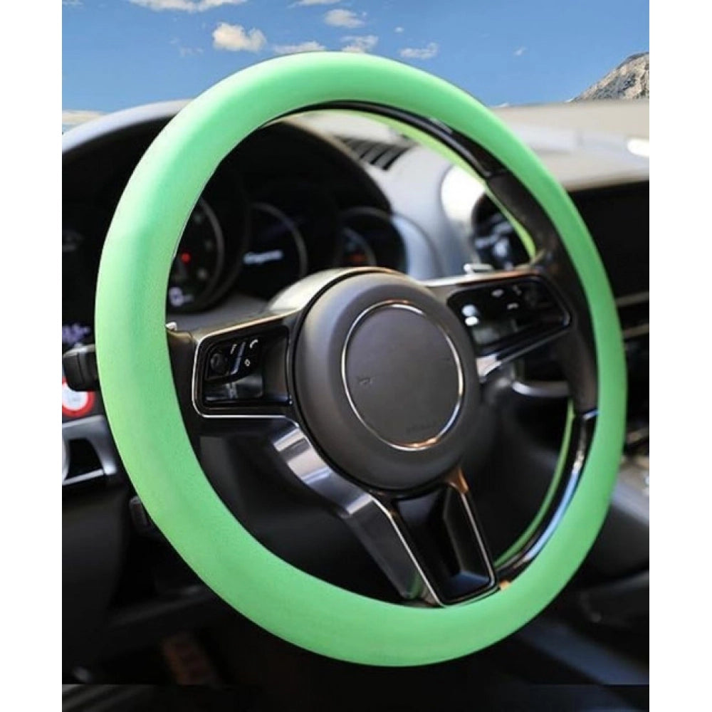 Pack of 2 Universal Soft Silicone Steering Wheel Cover (Green)