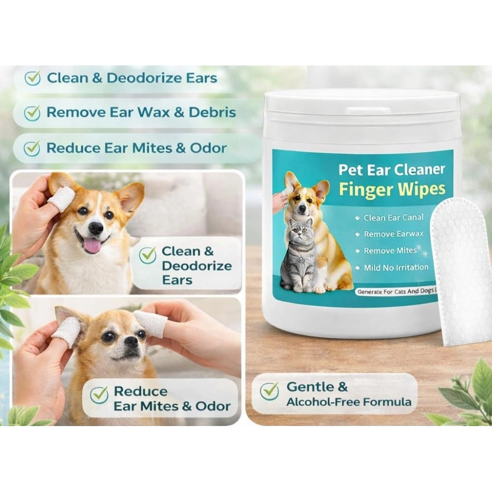 Generic Pack of 2 Pet Ear Cleaning Wipes (White)