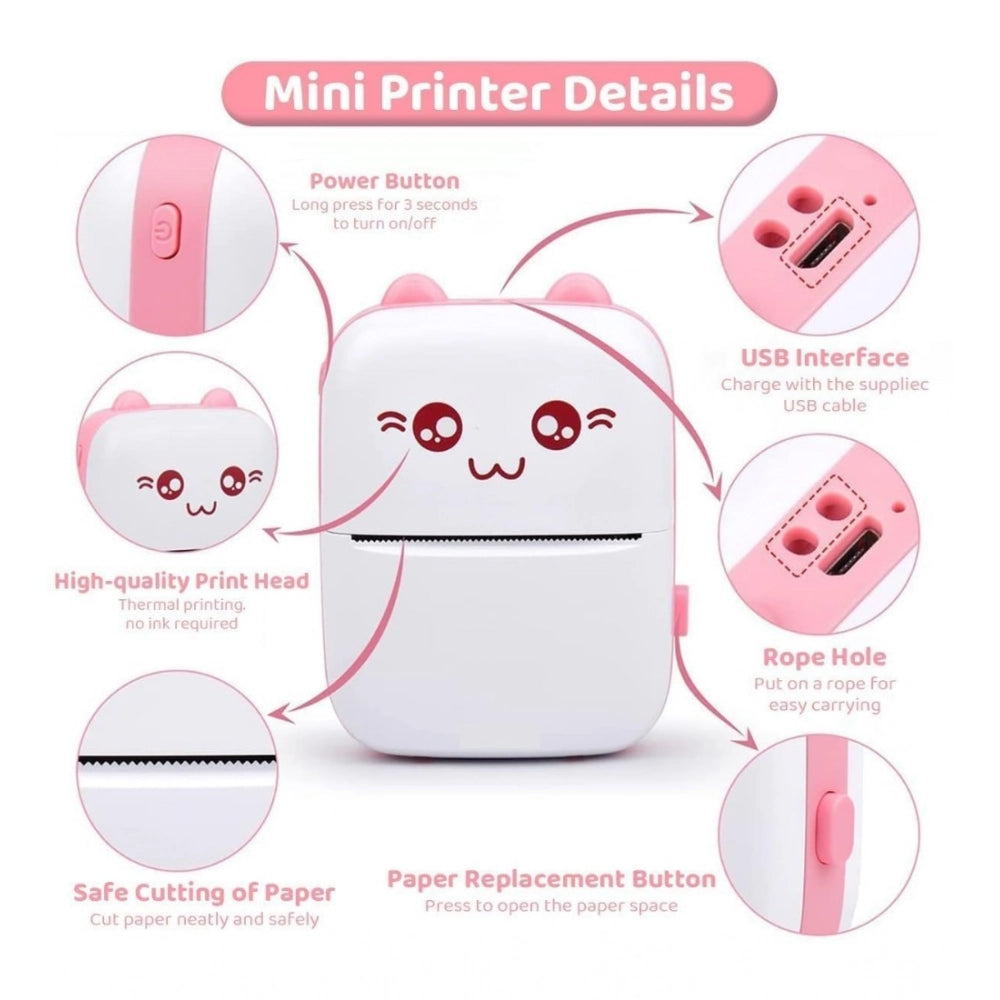 Mini Printer (Pink-White)