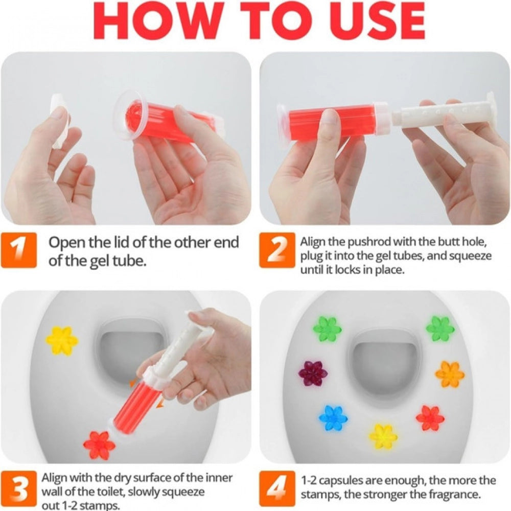 Pack of 2 Toilet Freshner And Cleaner Flower Gel (Multicolor)