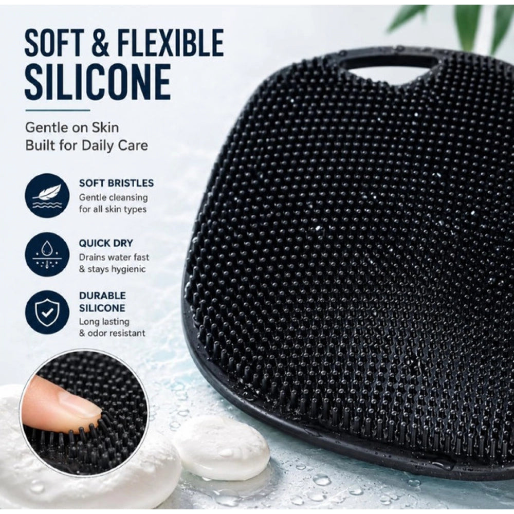 Pack of 2 Silicone Body Scrubber Bath Brush (Black)