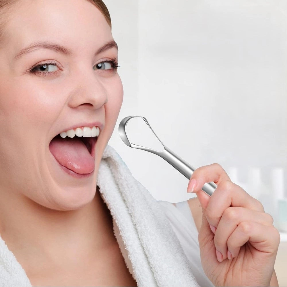Pack of 5 Stainless Steel Tongue Scraper (Silver)