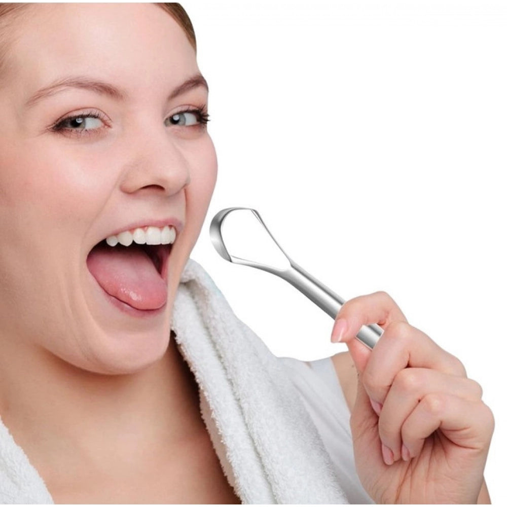 Pack of 5 Stainless Steel Tongue Scraper (Silver)