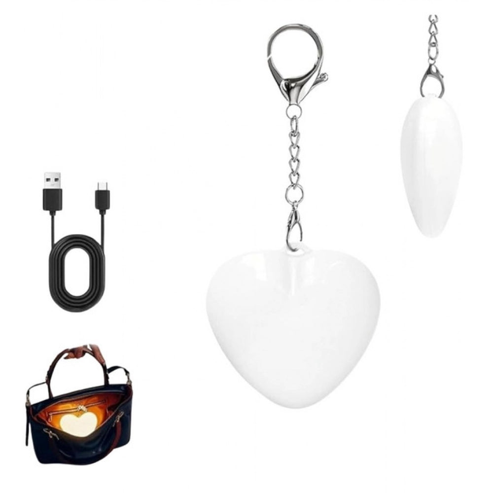 Heart Shaped Purse Light Keychain (White)