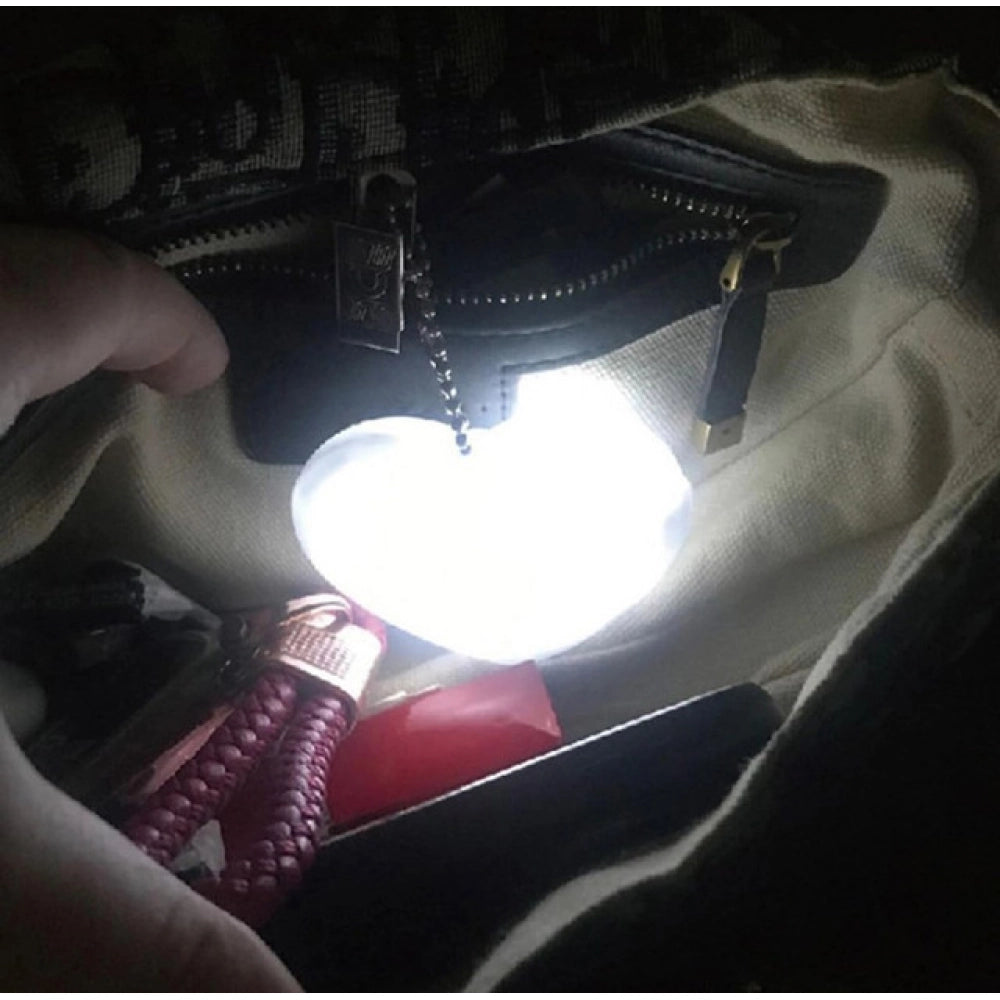Heart Shaped Purse Light Keychain (White)