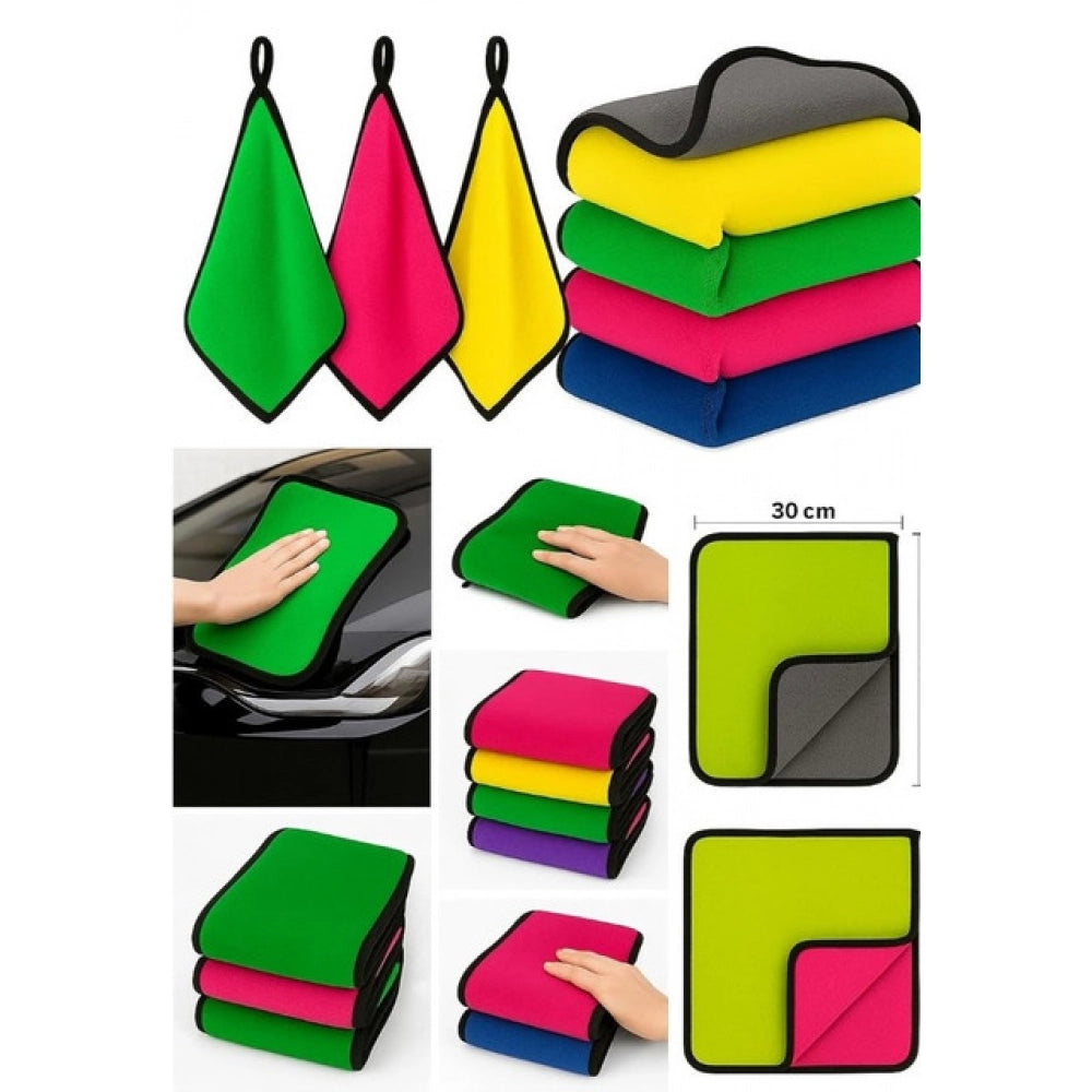 Pack of 3 Microfiber Car Cleaning Towel (Multicolor)
