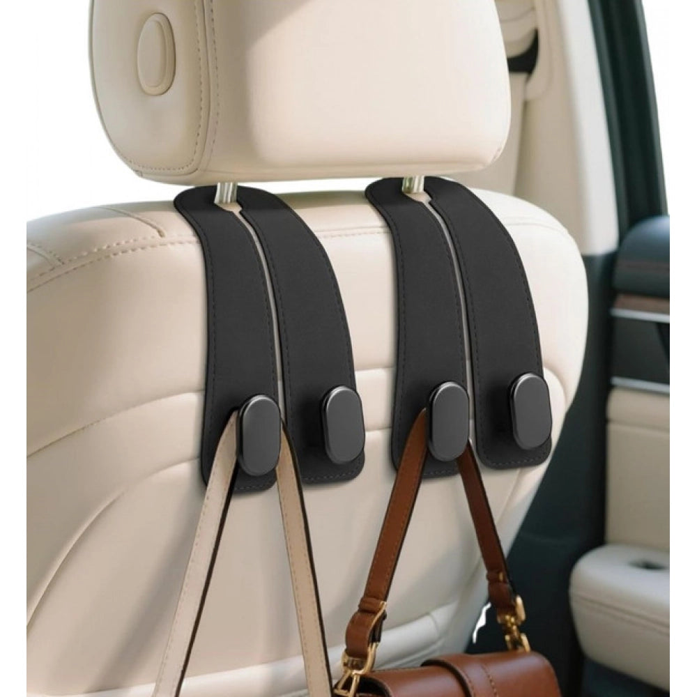 Pack of 2 Leather Car Seat Headrest Hook (Black)