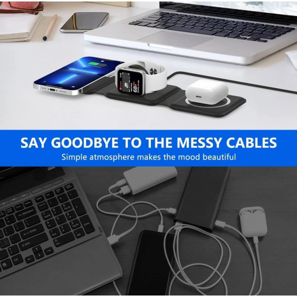 3 in 1 Foldable Wireless Charger (Black)
