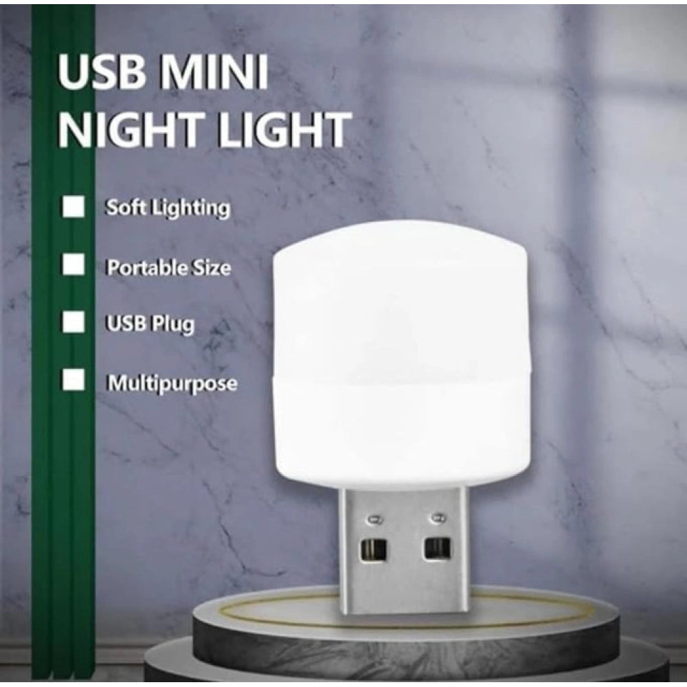 Pack of 10 Portable Home USB Night Lights (White)